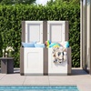 image:imageGiantex Outdoor Deck Box 27 Gallon Patio Container with Lockable Lid Weatherproof Plastic Storage Bin for Packages Garden Tools Cushions Pool Supplies SmallBeigeBeige