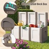 image:imageGiantex Outdoor Deck Box 27 Gallon Patio Container with Lockable Lid Weatherproof Plastic Storage Bin for Packages Garden Tools Cushions Pool Supplies SmallBeigeBeige