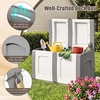 image:imageGiantex Outdoor Deck Box 27 Gallon Patio Container with Lockable Lid Weatherproof Plastic Storage Bin for Packages Garden Tools Cushions Pool Supplies SmallBeigeGrey