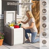 image:imageGiantex Outdoor Deck Box 27 Gallon Patio Container with Lockable Lid Weatherproof Plastic Storage Bin for Packages Garden Tools Cushions Pool Supplies SmallBeigeBeige