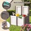 image:imageGiantex Outdoor Deck Box 27 Gallon Patio Container with Lockable Lid Weatherproof Plastic Storage Bin for Packages Garden Tools Cushions Pool Supplies SmallBeigeBeige