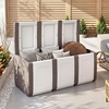 image:imageGiantex Outdoor Deck Box 27 Gallon Patio Container with Lockable Lid Weatherproof Plastic Storage Bin for Packages Garden Tools Cushions Pool Supplies SmallBeigeBeige