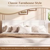 image:imageGiantex Wood Queen Size Bed Frame with Headboard Farmhouse Solid Platform Bed wWooden Slat Support Mattress Foundation UnderBed Storage No Box Spring Needed WalnutWhitesolid Headboard
