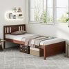 image:imageGiantex Wood Queen Size Bed Frame with Headboard Farmhouse Solid Platform Bed wWooden Slat Support Mattress Foundation UnderBed Storage No Box Spring Needed WalnutWalnut