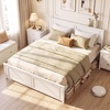 image:imageGiantex Wood Queen Size Bed Frame with Headboard Farmhouse Solid Platform Bed wWooden Slat Support Mattress Foundation UnderBed Storage No Box Spring Needed WalnutWhitesolid Headboard