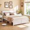 image:imageGiantex Wood Queen Size Bed Frame with Headboard Farmhouse Solid Platform Bed wWooden Slat Support Mattress Foundation UnderBed Storage No Box Spring Needed WalnutWhitesolid Headboard