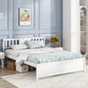 image:imageGiantex Wood Queen Size Bed Frame with Headboard Farmhouse Solid Platform Bed wWooden Slat Support Mattress Foundation UnderBed Storage No Box Spring Needed WalnutWhite