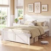 image:imageGiantex Wood Queen Size Bed Frame with Headboard Farmhouse Solid Platform Bed wWooden Slat Support Mattress Foundation UnderBed Storage No Box Spring Needed WalnutWhitesolid Headboard