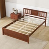 image:imageGiantex Wood Queen Size Bed Frame with Headboard Farmhouse Solid Platform Bed wWooden Slat Support Mattress Foundation UnderBed Storage No Box Spring Needed WalnutWalnut