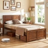 image:imageGiantex Wood Queen Size Bed Frame with Headboard Farmhouse Solid Platform Bed wWooden Slat Support Mattress Foundation UnderBed Storage No Box Spring Needed WalnutWalnutsolid Headboard