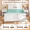 image:imageGiantex Wood Queen Size Bed Frame with Headboard Farmhouse Solid Platform Bed wWooden Slat Support Mattress Foundation UnderBed Storage No Box Spring Needed WalnutWhitesolid Headboard