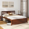 image:imageGiantex Wood Queen Size Bed Frame with Headboard Farmhouse Solid Platform Bed wWooden Slat Support Mattress Foundation UnderBed Storage No Box Spring Needed WalnutWalnut