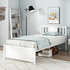 image:imageGiantex Wood Queen Size Bed Frame with Headboard Farmhouse Solid Platform Bed wWooden Slat Support Mattress Foundation UnderBed Storage No Box Spring Needed WalnutWhite