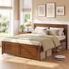 image:imageGiantex Wood Queen Size Bed Frame with Headboard Farmhouse Solid Platform Bed wWooden Slat Support Mattress Foundation UnderBed Storage No Box Spring Needed WalnutWalnutsolid Headboard