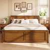 image:imageGiantex Wood Queen Size Bed Frame with Headboard Farmhouse Solid Platform Bed wWooden Slat Support Mattress Foundation UnderBed Storage No Box Spring Needed WalnutWalnutsolid Headboard