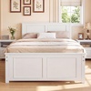 image:imageGiantex Wood Queen Size Bed Frame with Headboard Farmhouse Solid Platform Bed wWooden Slat Support Mattress Foundation UnderBed Storage No Box Spring Needed WalnutWhitesolid Headboard