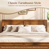 image:imageGiantex Wood Queen Size Bed Frame with Headboard Farmhouse Solid Platform Bed wWooden Slat Support Mattress Foundation UnderBed Storage No Box Spring Needed WalnutWalnutsolid Headboard