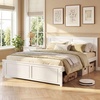 image:imageGiantex Wood Queen Size Bed Frame with Headboard Farmhouse Solid Platform Bed wWooden Slat Support Mattress Foundation UnderBed Storage No Box Spring Needed WalnutWhitesolid Headboard