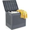 image:imageGiantex 25 Gallon Outdoor Storage Box PP Deck Container with Rattan Patterns amp Lockable Lid AllWeather Patio Plastic Storage Bin for Package Delivery Garden Tools Patio Cushions BlackGrey