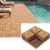 image:imageGiantex 54 PCS Acacia Wood Deck Tiles 12 x 12 Interlocking Patio Flooring Tiles with Drainage Base 54 sqft Waterproof Outdoor Floor Tiles for Balcony Patio Porch Garden Golden Teak  CheckerGolden Teak  Checker