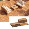 image:imageGiantex 54 PCS Acacia Wood Deck Tiles 12 x 12 Interlocking Patio Flooring Tiles with Drainage Base 54 sqft Waterproof Outdoor Floor Tiles for Balcony Patio Porch Garden Golden Teak  CheckerGolden Teak  Brick