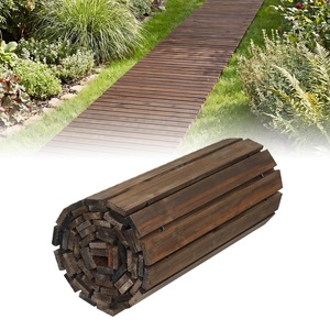 image:imageGiantex 12 FT Wooden Garden Pathway 215 W Roll Out Hardwood Walkway with NonSlip Surface Tools Free Assembly Outdoor Rustic Decorative Boardwalk Flooring Pavers for Backyard Carbonized BrownCarbonized Brown
