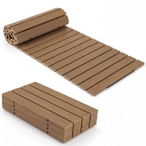 image:imageGiantex 12 FT Wooden Garden Pathway 215 W Roll Out Hardwood Walkway with NonSlip Surface Tools Free Assembly Outdoor Rustic Decorative Boardwalk Flooring Pavers for Backyard Carbonized BrownNatural Oak