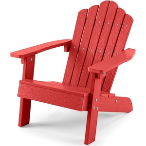 image:imageGiantex Kids Adirondack Chair AllWeather HIPS Childrens Outdoor Chair with Tilted High Backrest Toddler Beach Chair for Garden Patio Backyard Kids Lawn Chairs for Age 37 2GrayRedcurved Top Back