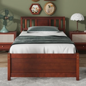 image:imageGiantex Wood Queen Size Bed Frame with Headboard Farmhouse Solid Platform Bed wWooden Slat Support Mattress Foundation UnderBed Storage No Box Spring Needed WalnutWalnut