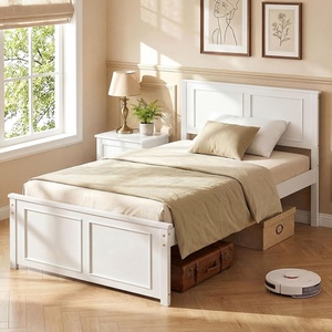 image:imageGiantex Wood Queen Size Bed Frame with Headboard Farmhouse Solid Platform Bed wWooden Slat Support Mattress Foundation UnderBed Storage No Box Spring Needed WalnutWhitesolid Headboard