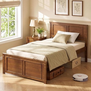 image:imageGiantex Wood Queen Size Bed Frame with Headboard Farmhouse Solid Platform Bed wWooden Slat Support Mattress Foundation UnderBed Storage No Box Spring Needed WalnutWalnutsolid Headboard