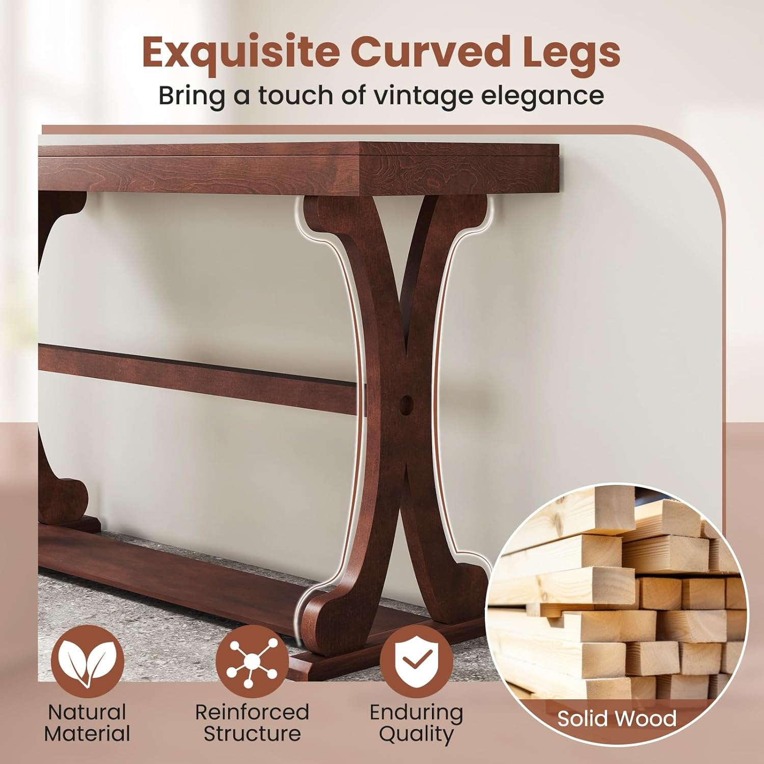 image:imageGiantex 52 Narrow Console Table Vintage Accent Entryway Table with Open Storage Shelf Long Wooden Behind Couch Sofa Table with Antitip Kit for Small Spaces Living Room Hallway BlackWalnut