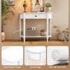image:imageGiantex 2Tier Console Table 36 Retro Entryway Table with Storage Drawer amp Elegant Legs Narrow Wooden Sofa Table with Open Shelf for Living Room Foyer Hallway Bedroom Entrance BrownWhite