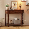 image:imageGiantex 2Tier Console Table 36 Retro Entryway Table with Storage Drawer amp Elegant Legs Narrow Wooden Sofa Table with Open Shelf for Living Room Foyer Hallway Bedroom Entrance BrownBrown