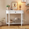image:imageGiantex 2Tier Console Table 36 Retro Entryway Table with Storage Drawer amp Elegant Legs Narrow Wooden Sofa Table with Open Shelf for Living Room Foyer Hallway Bedroom Entrance BrownWhite