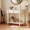 image:imageGiantex 2Tier Console Table 36 Retro Entryway Table with Storage Drawer amp Elegant Legs Narrow Wooden Sofa Table with Open Shelf for Living Room Foyer Hallway Bedroom Entrance BrownWhite