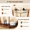 image:imageGiantex 2Tier Glass Console Table Half Moon Modern Entryway Table with Tempered Glass Top amp Open Storage Shelf Narrow Long Sofa Table for Living Room Hallway Foyer Entrance WalnutWalnut