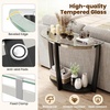 image:imageGiantex 2Tier Glass Console Table Half Moon Modern Entryway Table with Tempered Glass Top amp Open Storage Shelf Narrow Long Sofa Table for Living Room Hallway Foyer Entrance WalnutBlack