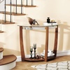 image:imageGiantex 2Tier Glass Console Table Half Moon Modern Entryway Table with Tempered Glass Top amp Open Storage Shelf Narrow Long Sofa Table for Living Room Hallway Foyer Entrance WalnutWalnut