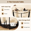 image:imageGiantex 2Tier Glass Console Table Half Moon Modern Entryway Table with Tempered Glass Top amp Open Storage Shelf Narrow Long Sofa Table for Living Room Hallway Foyer Entrance WalnutBlack