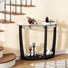 image:imageGiantex 2Tier Glass Console Table Half Moon Modern Entryway Table with Tempered Glass Top amp Open Storage Shelf Narrow Long Sofa Table for Living Room Hallway Foyer Entrance WalnutBlack