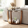 image:imageGiantex 2Tier Glass Console Table Half Moon Modern Entryway Table with Tempered Glass Top amp Open Storage Shelf Narrow Long Sofa Table for Living Room Hallway Foyer Entrance WalnutWalnut