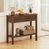image:imageGiantex 2Tier Narrow Console Table 38 Retro Entryway Table with 2 Drawers and Open Storage Shelf Wood Accent Sofa Tables for Living Room Foyer Hallway Bedroom Entrance