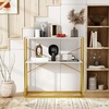 image:imageGiantex 36 Narrow Console Table 2Tier Entryway Tables with Faux Marble Top amp HeavyDuty Metal Frame Behind Couch Table Modern Sofa Tables with Open Storage Shelves for Entrance Living RoomFoyerWhitegold