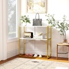 image:imageGiantex 36 Narrow Console Table 2Tier Entryway Tables with Faux Marble Top amp HeavyDuty Metal Frame Behind Couch Table Modern Sofa Tables with Open Storage Shelves for Entrance Living RoomFoyerWhitegold