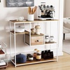 image:imageGiantex 40 Narrow Console Table Modern Sofa Table with Open Storage Shelves and Removable Drawer Skinny Behind Couch Tables Long Entrway Tables for Living Room Foyer Hallway Rustic BrownBlackNatural  White