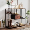 image:imageGiantex 40 Narrow Console Table Modern Sofa Table with Open Storage Shelves and Removable Drawer Skinny Behind Couch Tables Long Entrway Tables for Living Room Foyer Hallway Rustic BrownBlackRustic Brown  Black