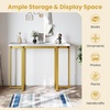 image:imageGiantex 42 Console Table Modern Faux Marble Entryway Table with Geometric Metal Frame Anti Slip Foot Pads Narrow Long Sofa Table Behind Couch for Living Room Hallway Foyer Entrance White