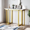 image:imageGiantex 42 Console Table Modern Faux Marble Entryway Table with Geometric Metal Frame Anti Slip Foot Pads Narrow Long Sofa Table Behind Couch for Living Room Hallway Foyer Entrance White