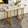 image:imageGiantex 42 Console Table Modern Faux Marble Entryway Table with Geometric Metal Frame Anti Slip Foot Pads Narrow Long Sofa Table Behind Couch for Living Room Hallway Foyer Entrance White